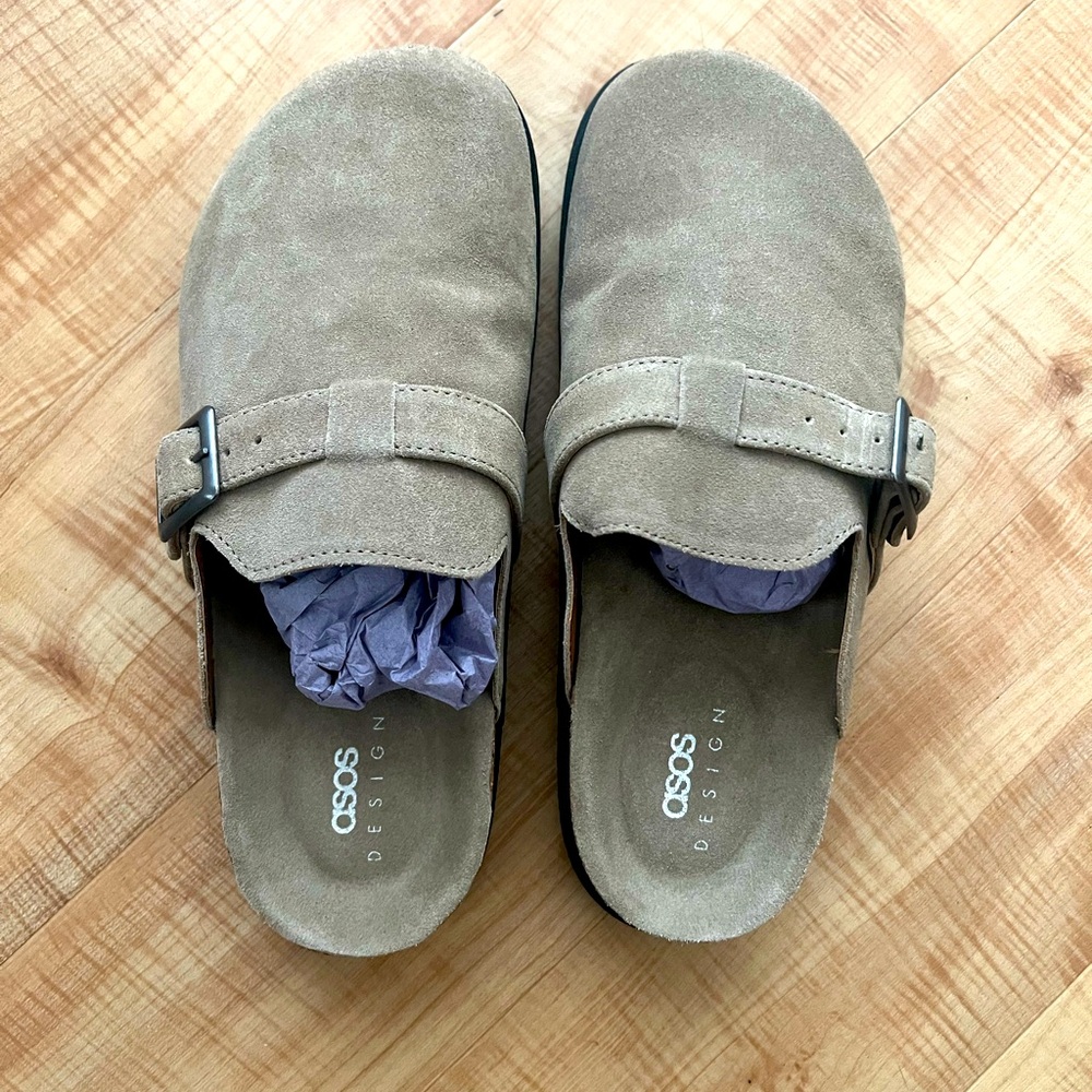 ASOS Design Tan Suede Clogs